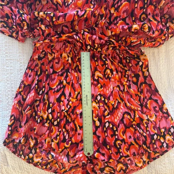 Cupshe Pink Red Orange Printed Swim Coverup romper with shorts - Picture 6 of 6